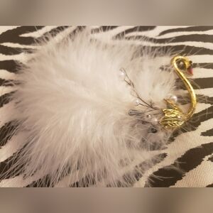 Elegant White Feather Swan Brooch